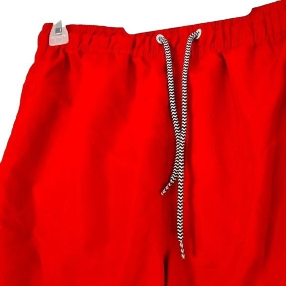 BASIC EDITIONS Red Drawstring Lined Casual Loose Fit Swim Trunk Shorts | Medium - Picture 2 of 4